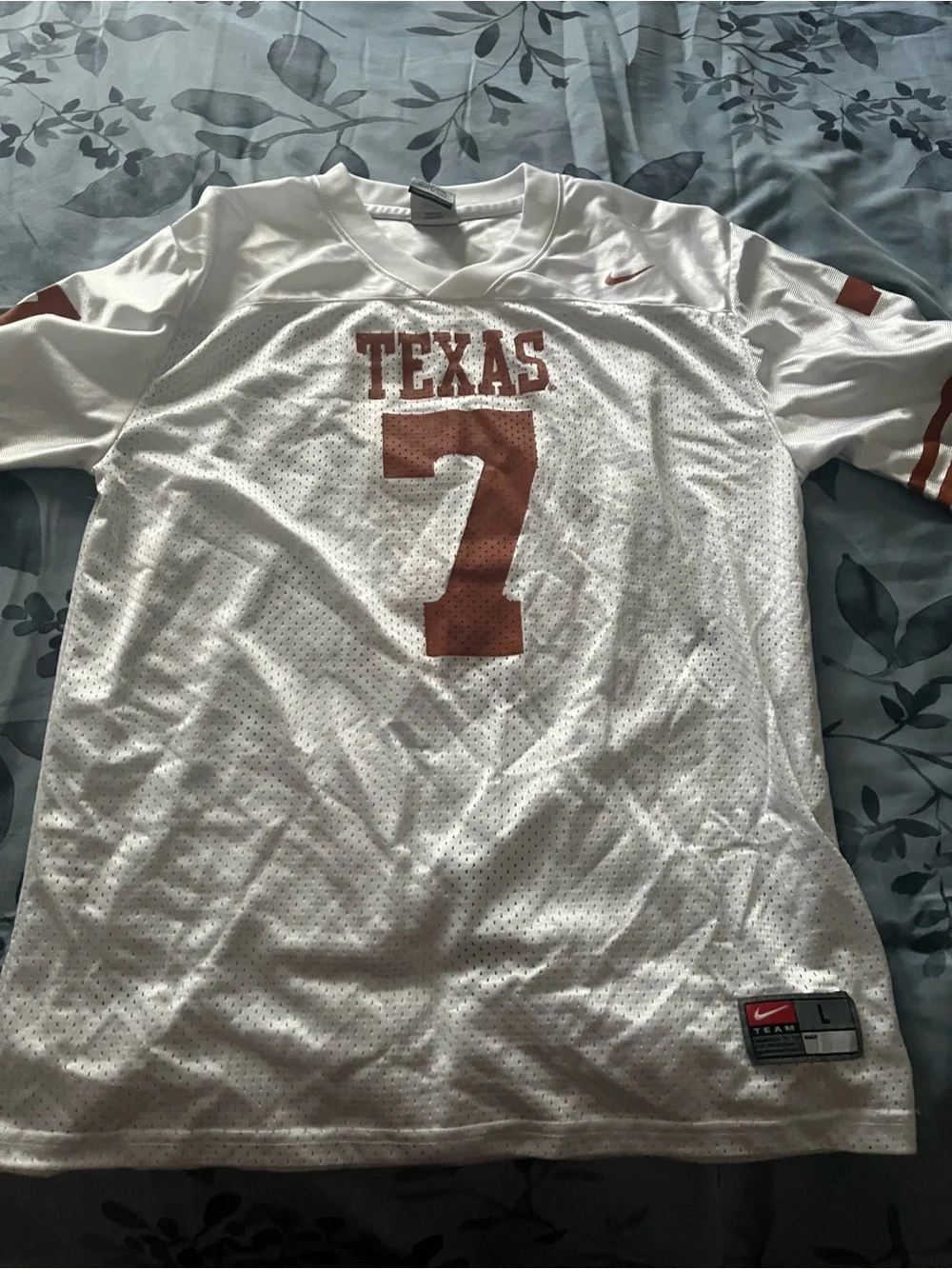 Nike White & Burnt Orange Texas #7 Football Jersey